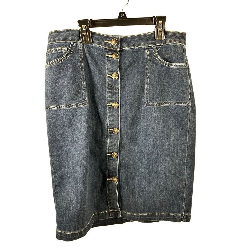 Cest Denim denim skirt‎ silver buttons size 12 rn#37080